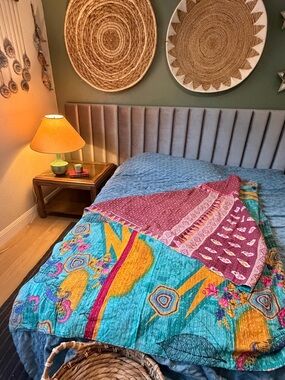 Kantha Quilts 85X55 INCHES SIZE 100% COTTON WORK STICHED MADE IN INDIA